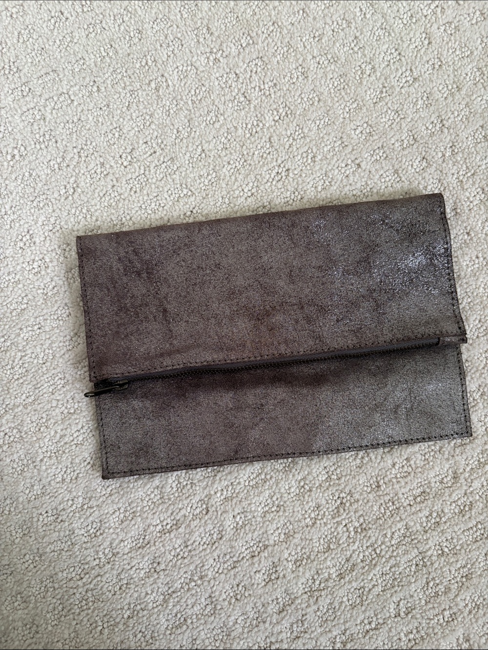 Women’s Fold-Over Leather Clutch in Dark Brown
